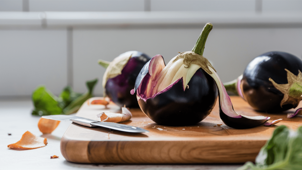 peel mini eggplants