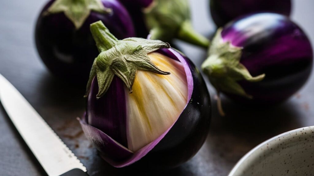 peel mini eggplants